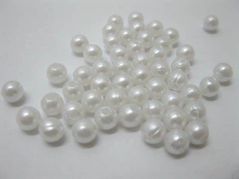 2500 White Round Simulate Pearl Loose Beads 6mm - Click Image to Close