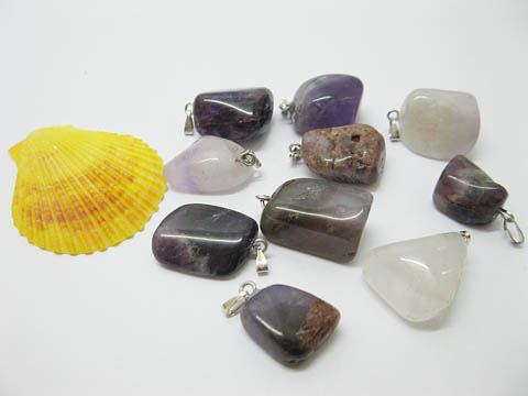 50 Charms Irregular Amethyst Beads Pendants - Click Image to Close