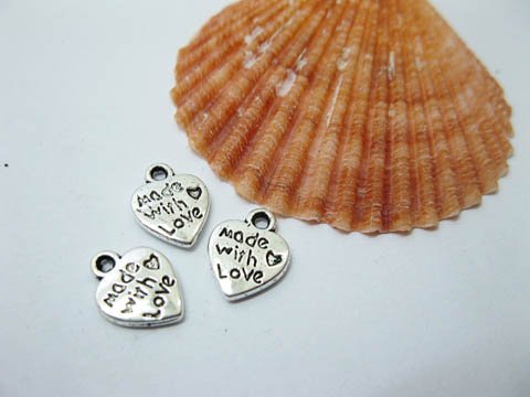 300 Charms Love Heart Bead Pendant Jewelry Finding 12x10mm - Click Image to Close