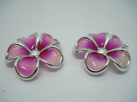 40Pcs Fuschia Frangipani Hairclip Jewelry Finding Beads 48mm - Click Image to Close