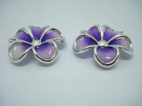 20Pcs Purple Frangipani Hairclip Jewelry Finding Beads 48mm - Click Image to Close
