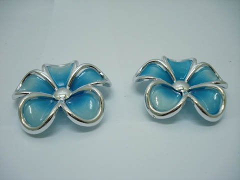 20Pcs Blue Frangipani Hairclip Jewelry Finding Beads 48mm - Click Image to Close