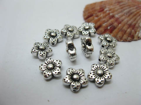 200 Tibetan Silver Plum Blossom Bali Style Spacer Beads 9mm - Click Image to Close