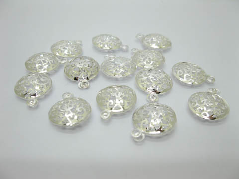 500 New Filigree Flower Circle Beads Charms Pendants - Click Image to Close