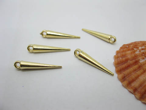 200 Golden Spike Charms Pendant Finding For Jewelry Making 25mm - Click Image to Close