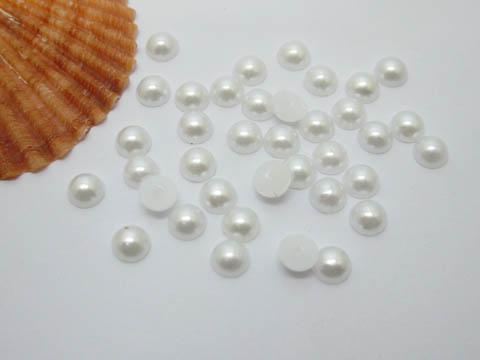 5000Pcs 6mm White Semi-Circle Simulated Pearl Bead Flatback - Click Image to Close