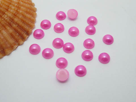 5000Pcs 6mm Fuschia Semi-Circle Simulated Pearl Bead Flatback - Click Image to Close