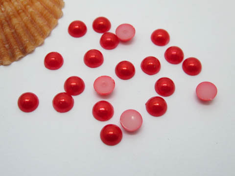 5000Pcs 6mm Red Semi-Circle Simulated Pearl Bead Flatback - Click Image to Close