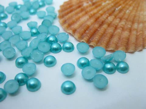 5000Pcs 5mm Turquoise Semi-Circle Simulated Pearl Bead Flatback - Click Image to Close