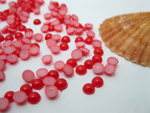 5000Pcs 5mm Red Semi-Circle Simulated Pearl Bead Flatback - Click Image to Close
