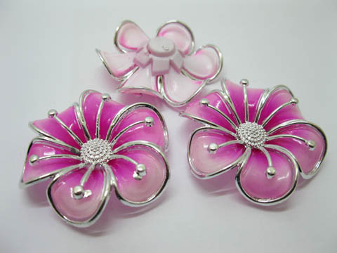 20Pcs Fuschia Blossom Hairclip Jewelry Finding Beads - Click Image to Close