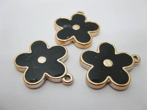 20Pcs Black Blossom Flower Beads Pendants Charms For Craft - Click Image to Close