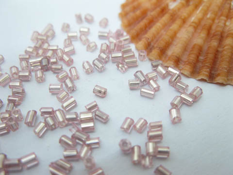 1Packs X 38000Pcs Pink Bugles Glass Tube Beads - Click Image to Close