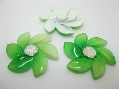 20Pcs Green Flower Hairclip Jewelry Finding Beads 6cm - Click Image to Close
