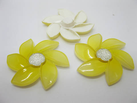 20Pcs Yellow Flower Hairclip Jewelry Finding Beads 6cm - Click Image to Close