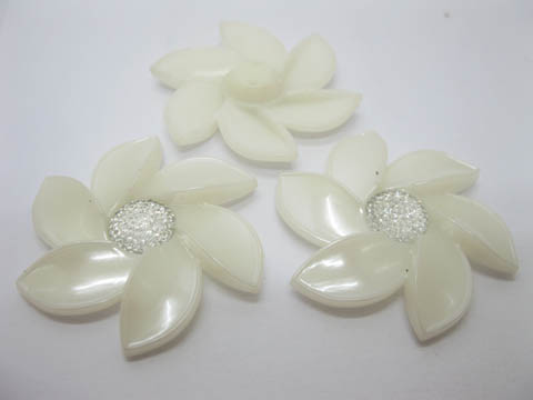 20Pcs Pearl White Flower Hairclip Jewelry Finding Beads 6cm - Click Image to Close