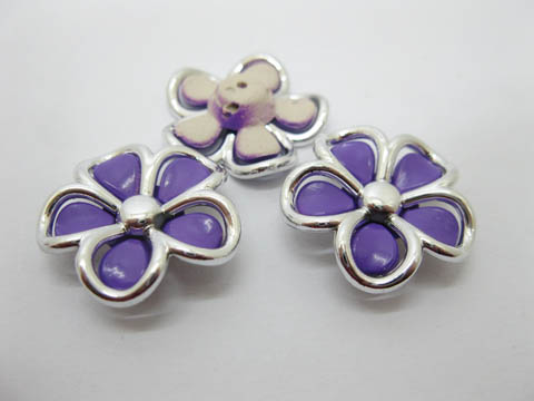 40Pcs Blossom Flower Hairclip Jewelry Finding Beads - Purple - Click Image to Close