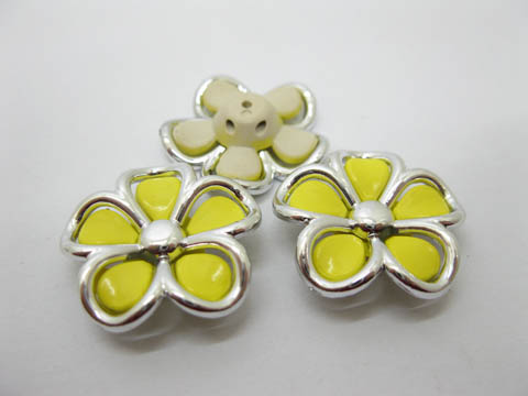 40Pcs Blossom Flower Hairclip Jewelry Finding Beads - Yellow - Click Image to Close