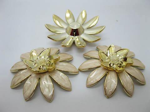 10Pcs Enamel Flower Hairclip Jewelry Finding Beads - Golden - Click Image to Close