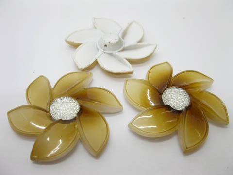 20Pcs Coffee Flower Hairclip Jewelry Finding Beads 6cm - Click Image to Close
