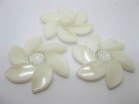 20Pcs Pearl White Flower Hairclip Jewelry Finding Beads 6cm - Click Image to Close