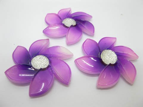 20Pcs Purple Flower Hairclip Jewelry Finding Beads 6cm - Click Image to Close