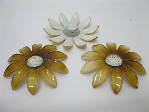 20Pc Coffee Blossom Sunflower Hairclip Jewelry Finding Beads 6cm - Click Image to Close