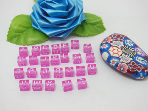 2500 Hot Pink Alphabet Letter Cube Beads 6.6mm - Click Image to Close
