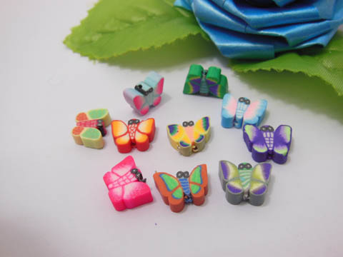 500 Butterfly Shape Polymer Clay Bead Mixed Color - Click Image to Close