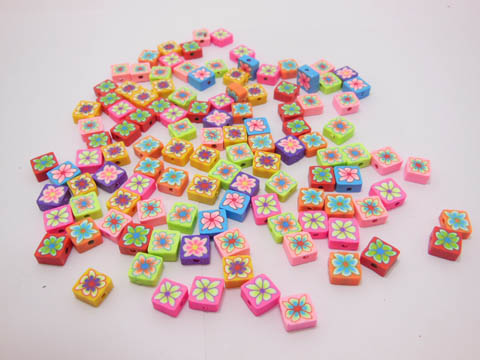 500 Polymer Clay Cube Flower Beads 7-8mm Dia. - Click Image to Close