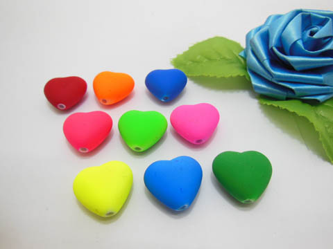 98 Heart Charms Acrylic Rubber Beads for Jewelry Making - Click Image to Close