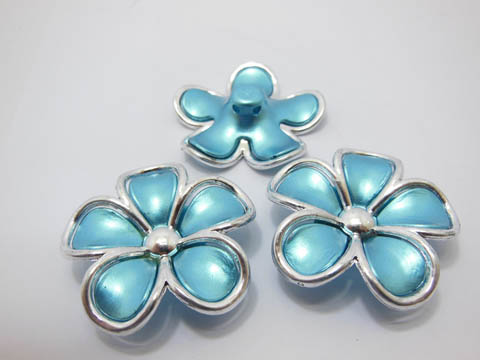 30Pcs Light Blue Flower Hairclip Jewelry Finding Beads 4.5cm - Click Image to Close