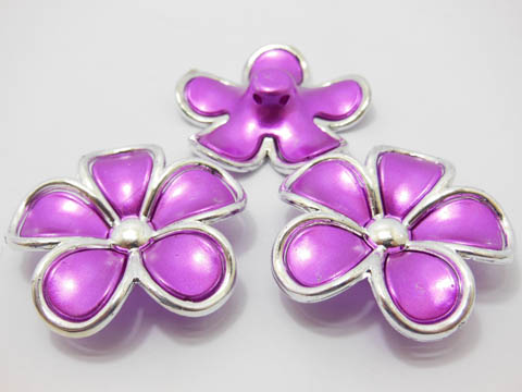 30Pcs Fuschia Flower Hairclip Jewelry Finding Beads 4.5cm - Click Image to Close