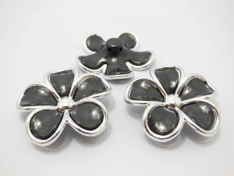 30Pcs Black Flower Hairclip Jewelry Finding Beads 4.5cm - Click Image to Close