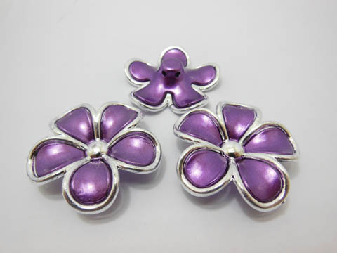 30Pcs Purple Flower Hairclip Jewelry Finding Beads 4.5cm - Click Image to Close