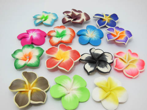 50 Fimo Beads Frangipani Jewellery Finding Assorted - Click Image to Close