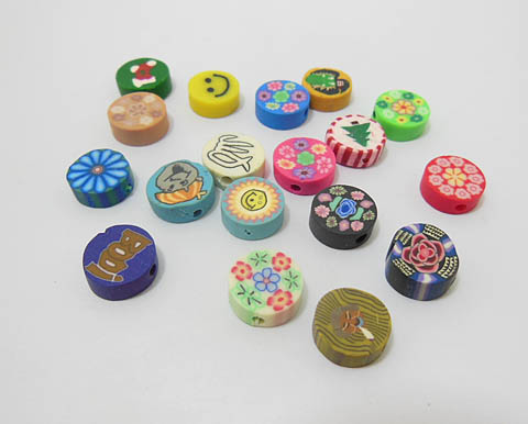 500 Round Smile Face Flower Etc Polymer Clay Bead Mixed - Click Image to Close