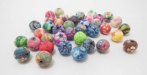 200 Fancy 12mm Polymer Clay Beads Finding Mixed - Click Image to Close