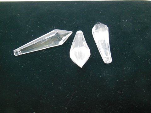 70 Clear Faceted Bead Pendant Jewellery Finding 59x17mm - Click Image to Close