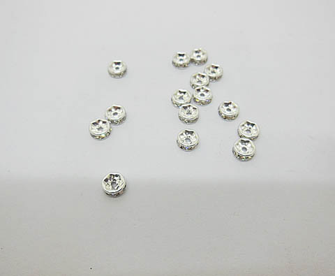 100Pcs 5mm Silver Rhinestone Rondelle Spacers Round Beads - Click Image to Close