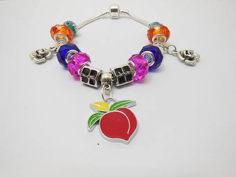 1X Beautiful European Bracelet Beaded with Flower & Fruit 23cm - Click Image to Close