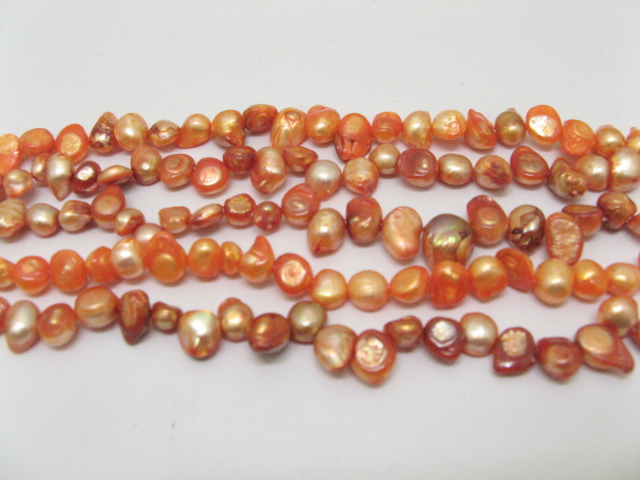 5 strand pink fresh water pearl beads - Click Image to Close