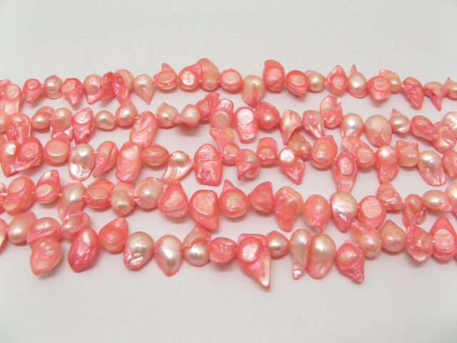 5 strand green orange pink fresh water pearl beads - Click Image to Close