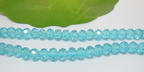10Strand x 98Pcs Skyblue Rondelle Faceted Crystal Beads 6mm - Click Image to Close