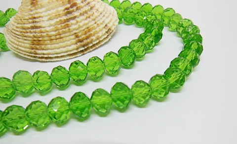 10Strand x 72Pcs Green Rondelle Faceted crystal Beads 8mm - Click Image to Close
