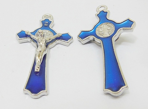 20X Blue Charm Cross Pendant Jewellery Finding 5.3x2.9x0.8cm - Click Image to Close