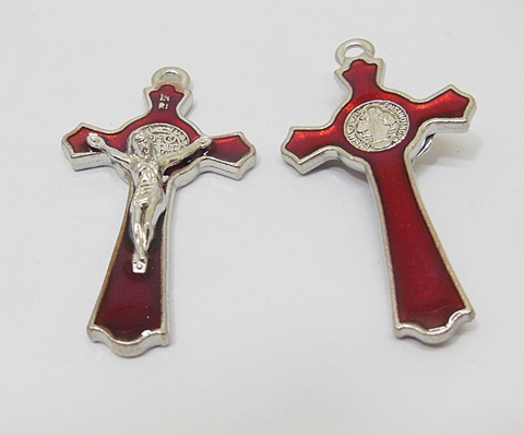 20X Red Charm Cross Pendant Jewellery Finding 5.3x2.9x0.8cm - Click Image to Close