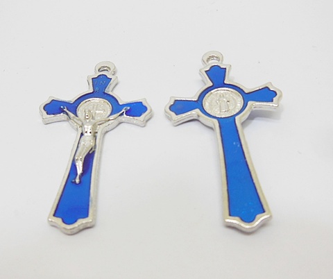 40X Enamel Blue Cross Pendant Jewellery Finding 5.1x2.8x0.4cm - Click Image to Close