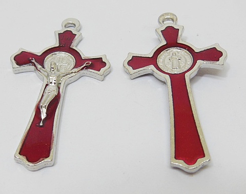 40X Enamel Red Cross Pendant Jewellery Finding 5.1x2.8x0.4cm - Click Image to Close