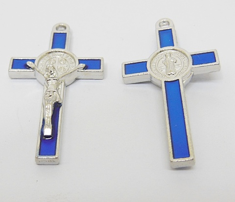 50X Enamel Blue Cross Pendant Jewellery Finding 3.8x2x0.5cm - Click Image to Close